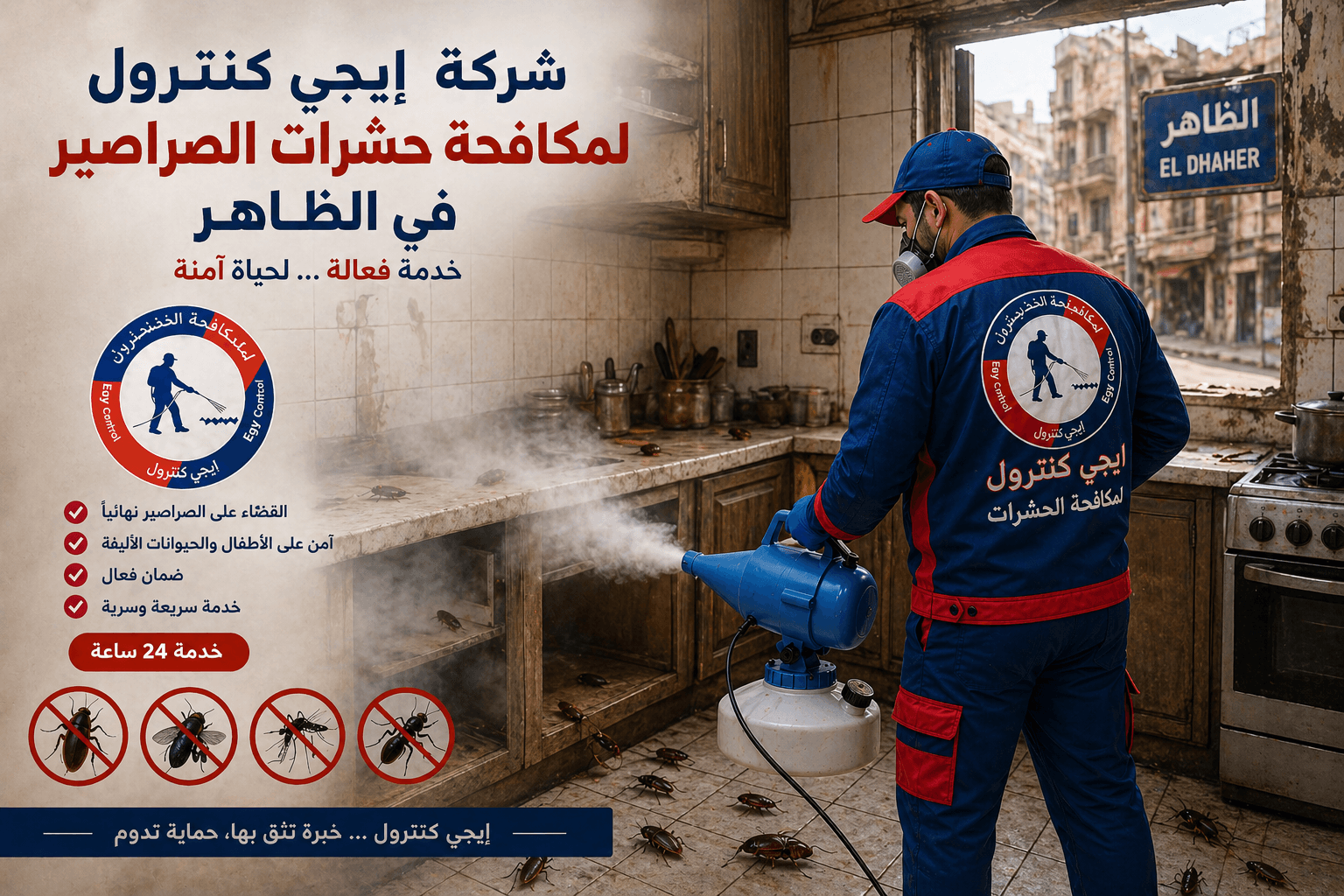 مكافحة الصراصير في الظاهر