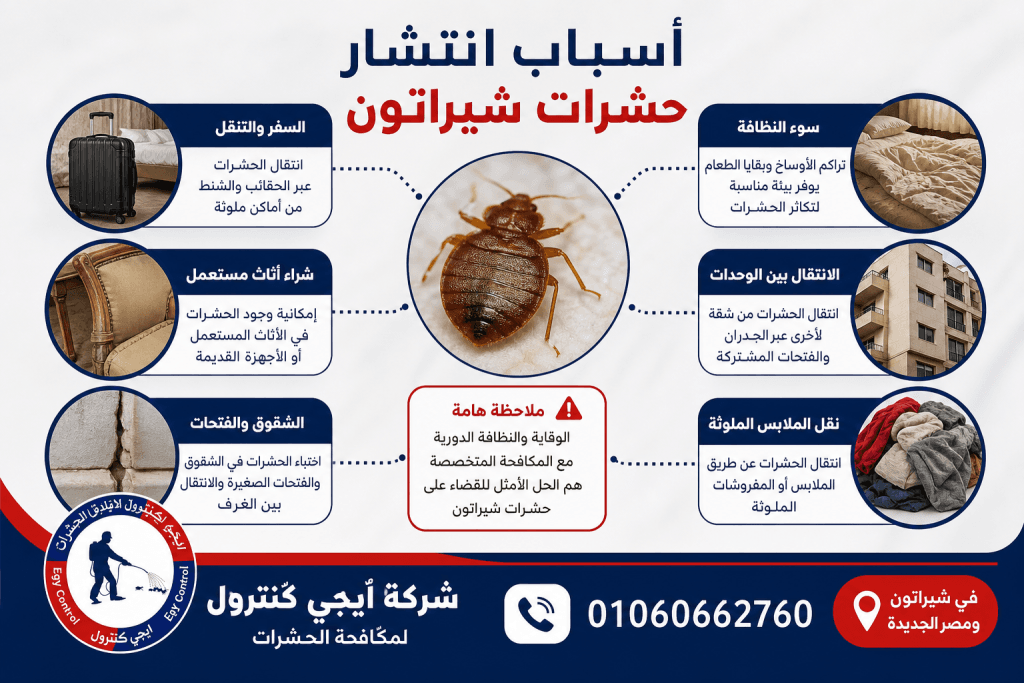 شركة مكافحة حشرات في شيراتون 01060662760 خصم 60% 11 أسباب انتشار الحشرات في شيراتون مصر الجديدة