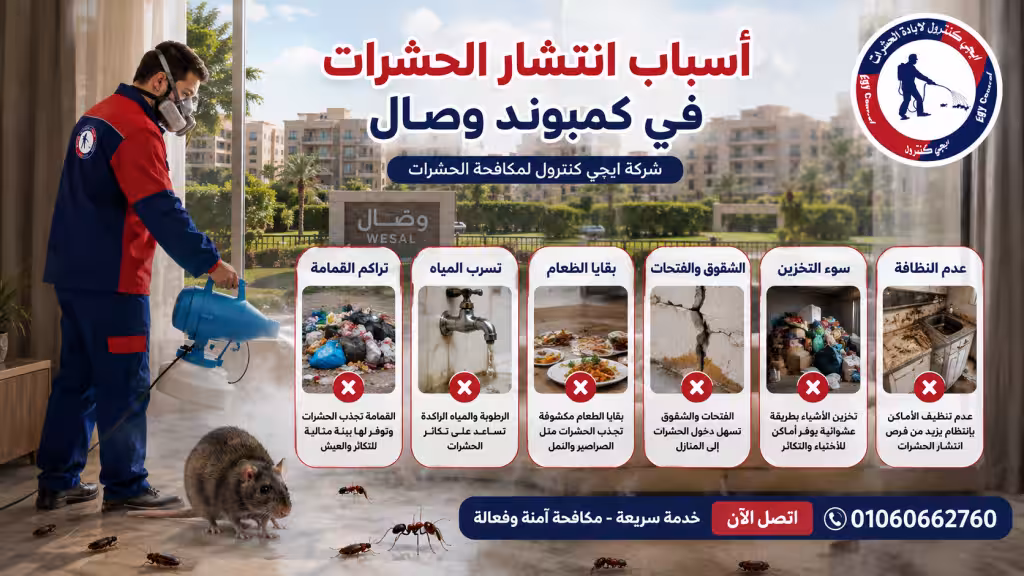 أسباب انتشار الحشرات في كمبوند وصال