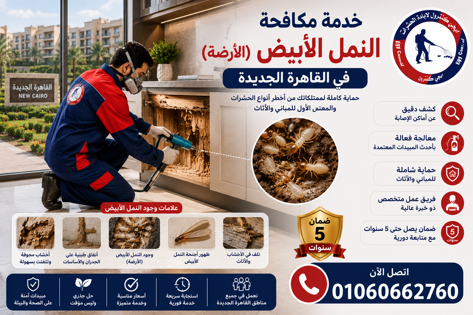 خدمة مكافحة النمل الأبيض (الأرضة) في القاهرة الجديدة